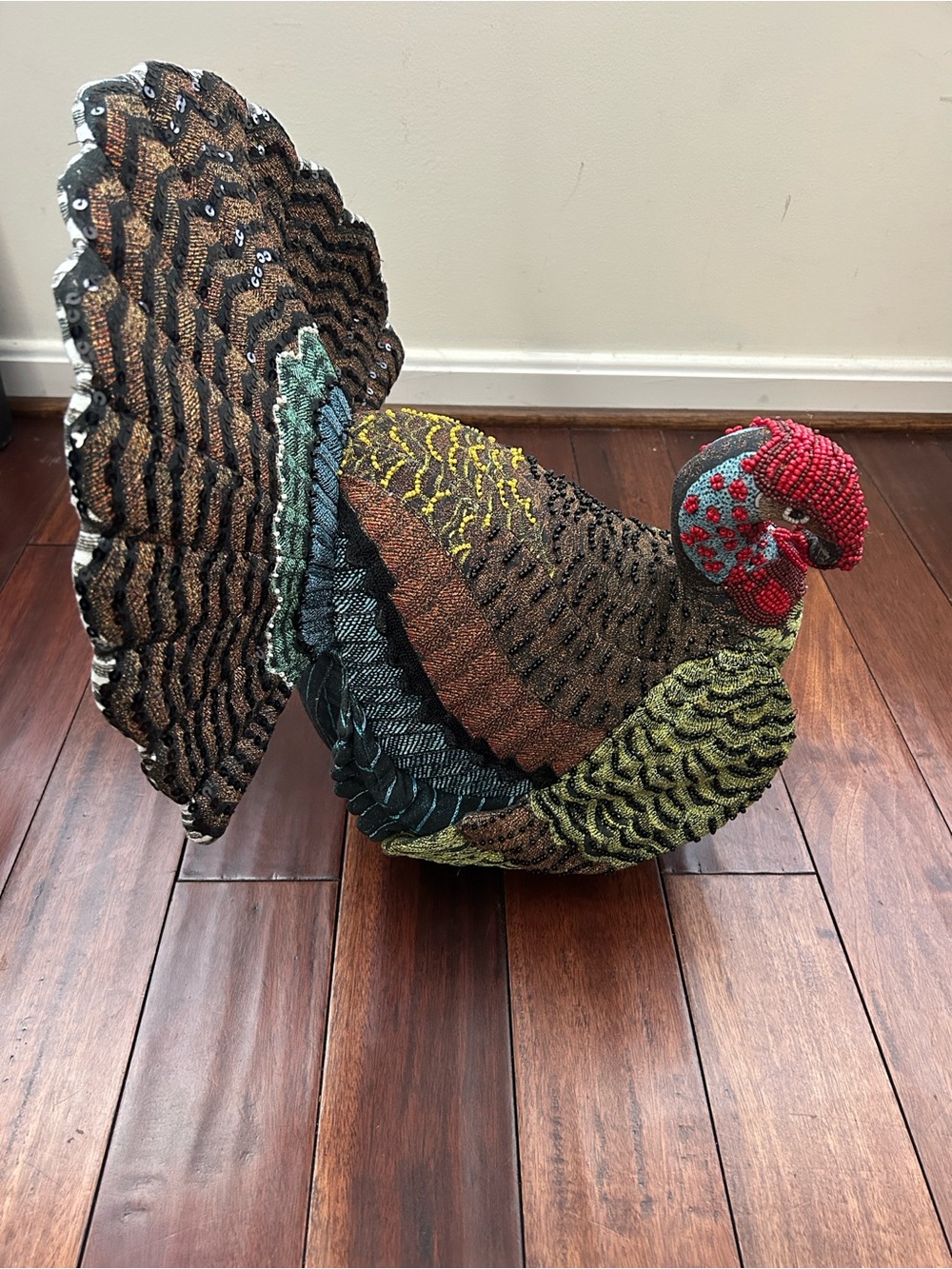 John Derian Beaded Turkey Pillow, NWT, 16 inches x 16 inches x 13 inches - Picture 3 of 8